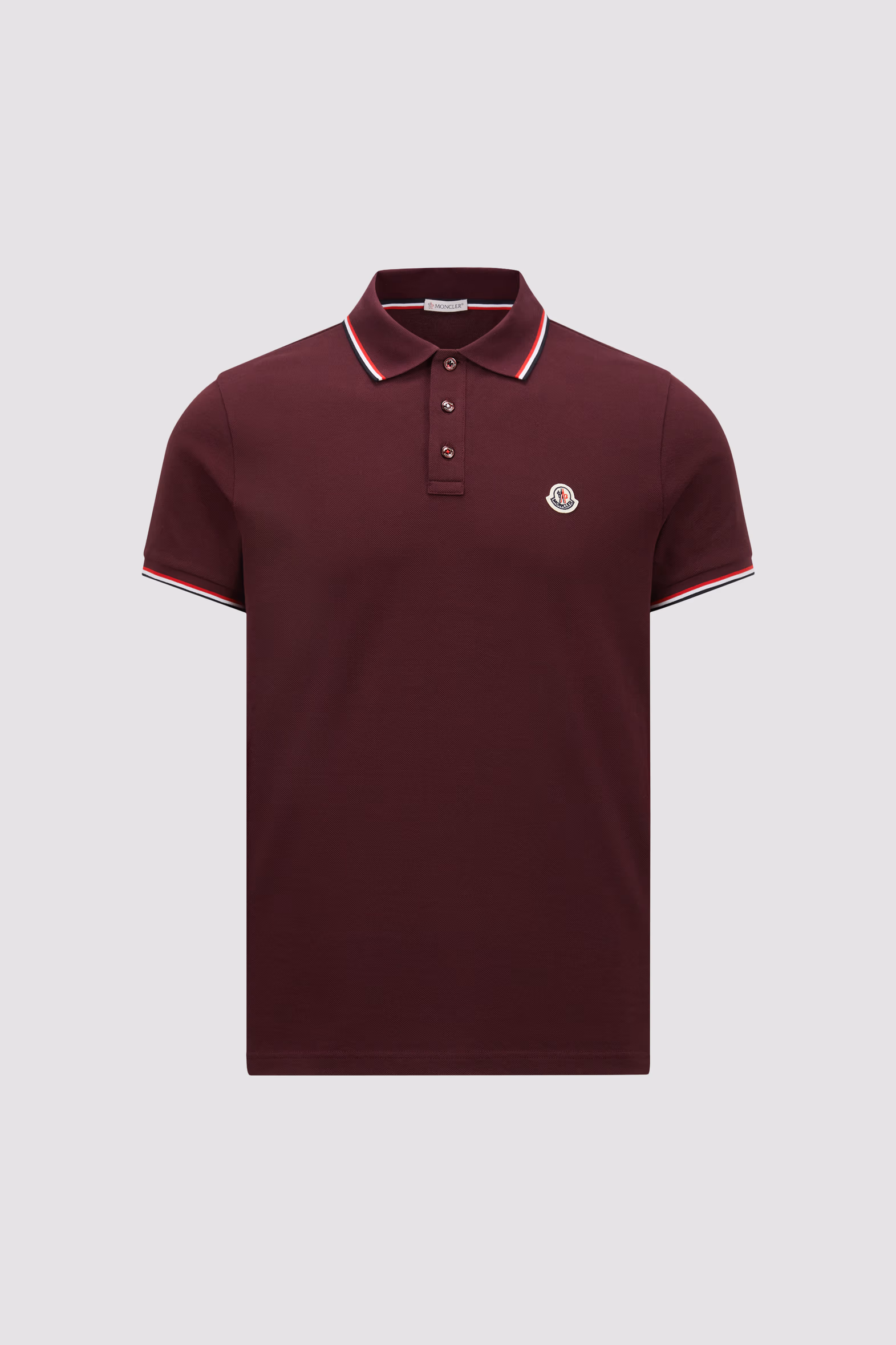 Tricolor-Trimmed Cotton Piquet Polo Shirt Men Red Moncler 2